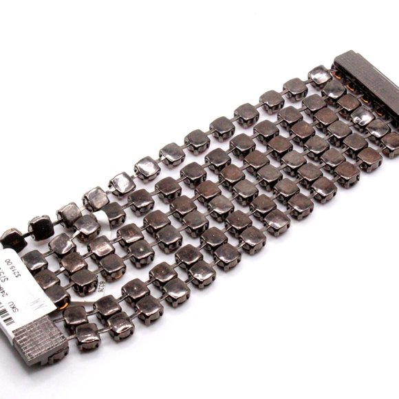 NWT $215 Nieman Marcus Mauve Purple Eggplant Wide Six Rows Blackened Bracelet - Picture 7 of 11